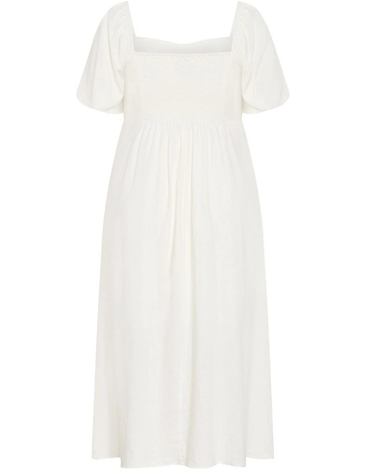 Lori Lined Midi Dress in Ivory image 4