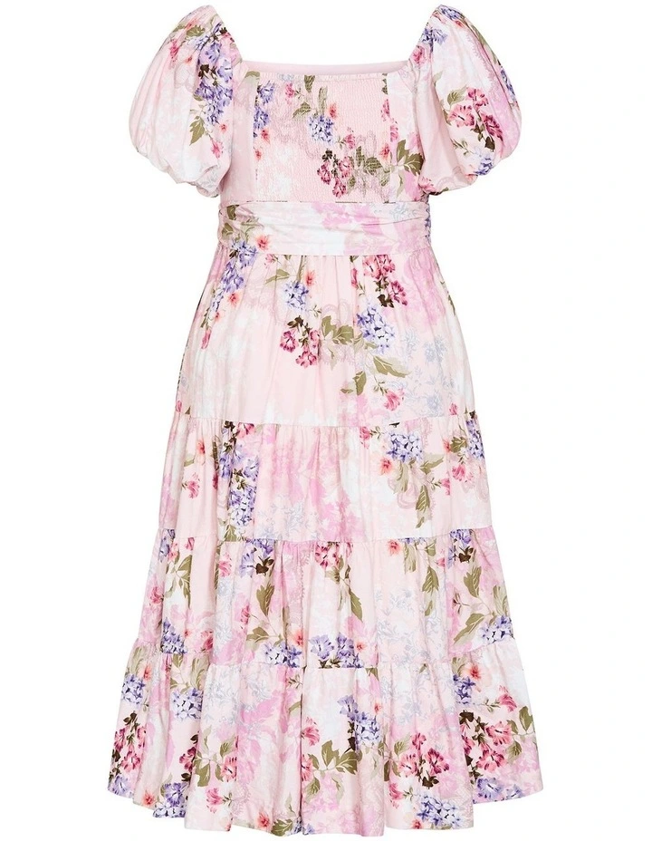 Aliyah Print Midi Dress in Light Pink image 4