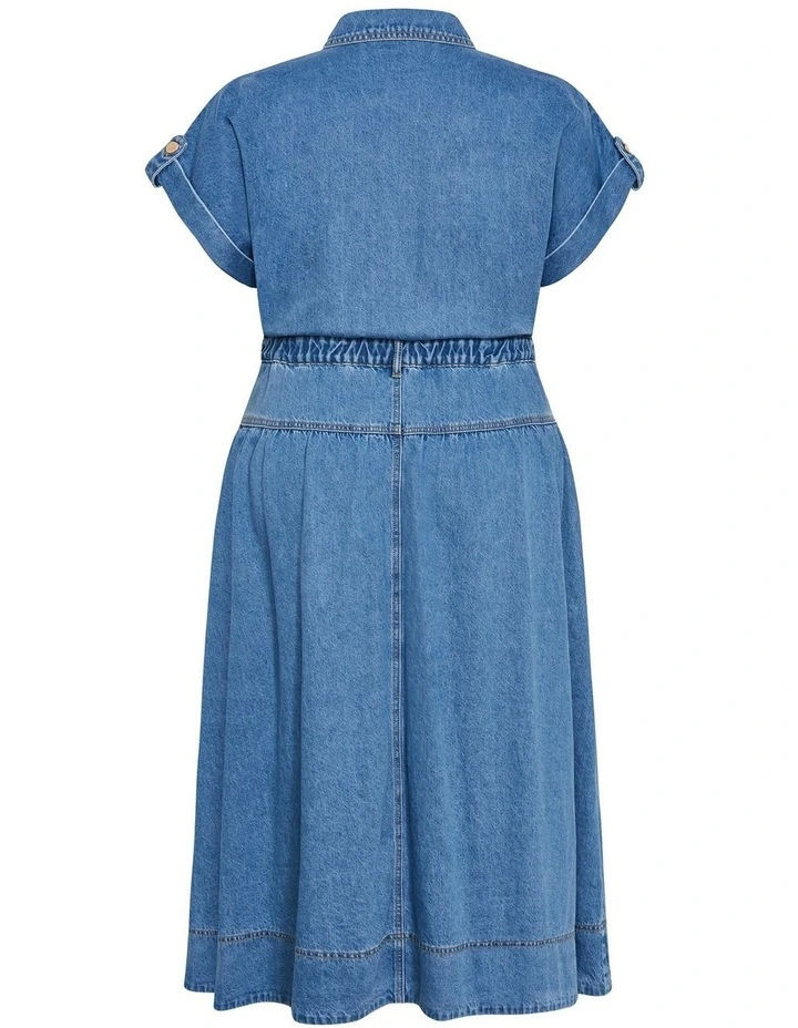 Ari Midi Dress in Denim Light Wash image 4