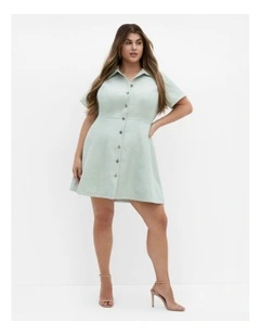 Leia Short Sleeve Mini Dress in Light Sage