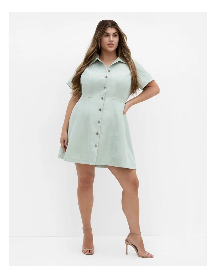 Leia Short Sleeve Mini Dress in Light Sage image 1