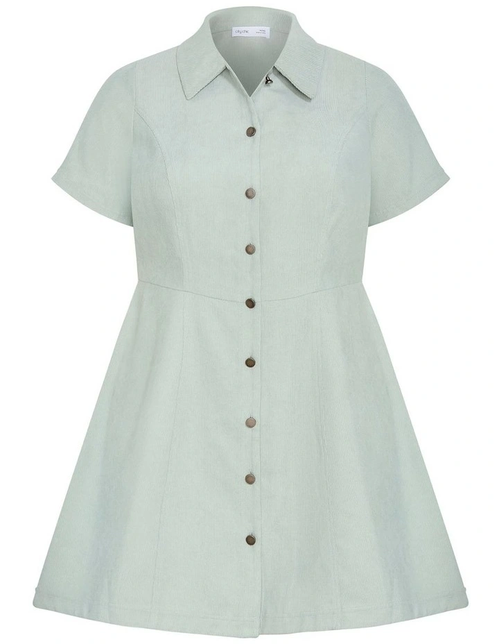 Leia Short Sleeve Mini Dress in Light Sage image 3
