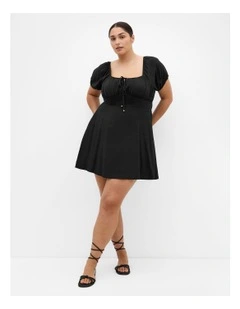 Abbie Short Sleeve Mini Dress in Black