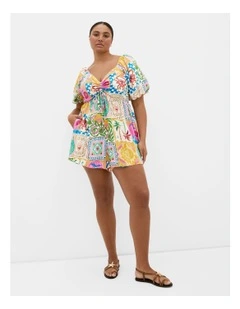 Positano Print Playsuit in Pink