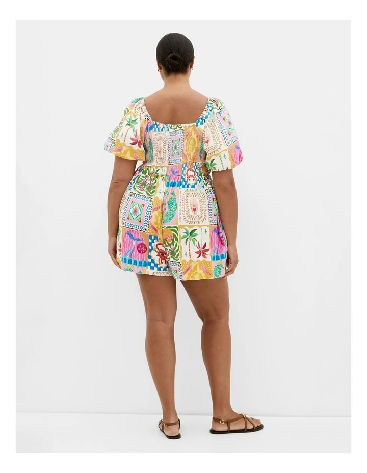 Positano Print Playsuit in Pink image 2