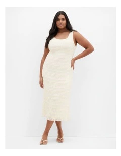 Emelia Sleeveless Shirred Dress in Creme
