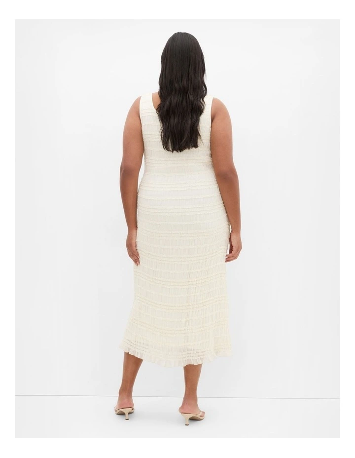 Emelia Sleeveless Shirred Dress in Creme image 2