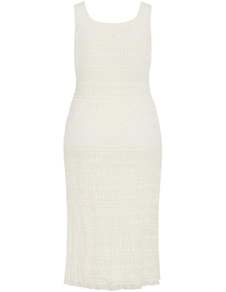 Emelia Sleeveless Shirred Dress in Creme image 4