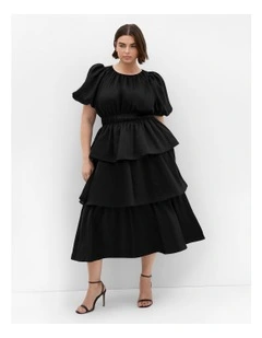 Heavenly Ruffle Maxi Dress in Black