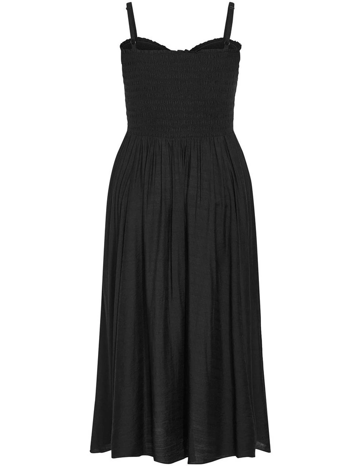 Maui Shirred Maxi Dress in Black image 4
