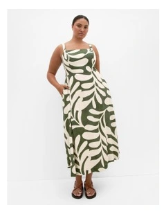 Taranto Print Maxi Dress in Moss