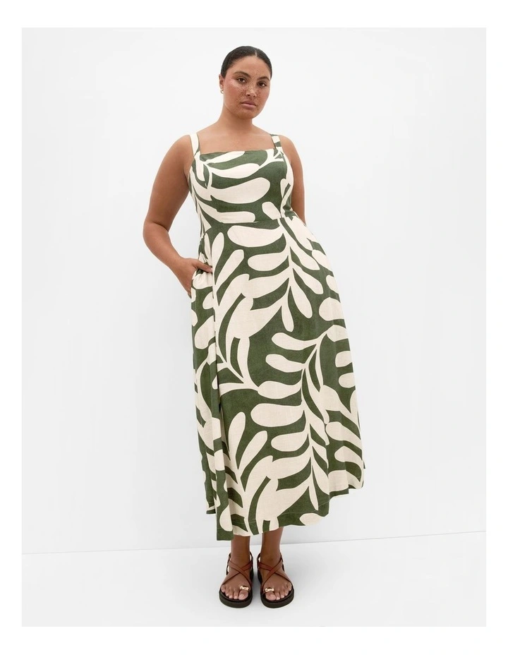 Taranto Print Maxi Dress in Moss image 1
