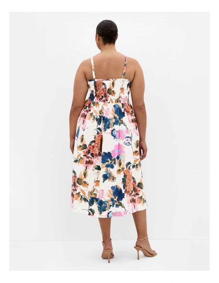 Jolie Floral Print Midi Dress in Cream image 2