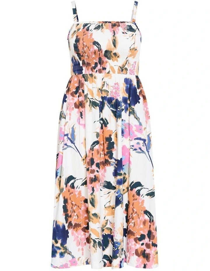 Jolie Floral Print Midi Dress in Cream image 3