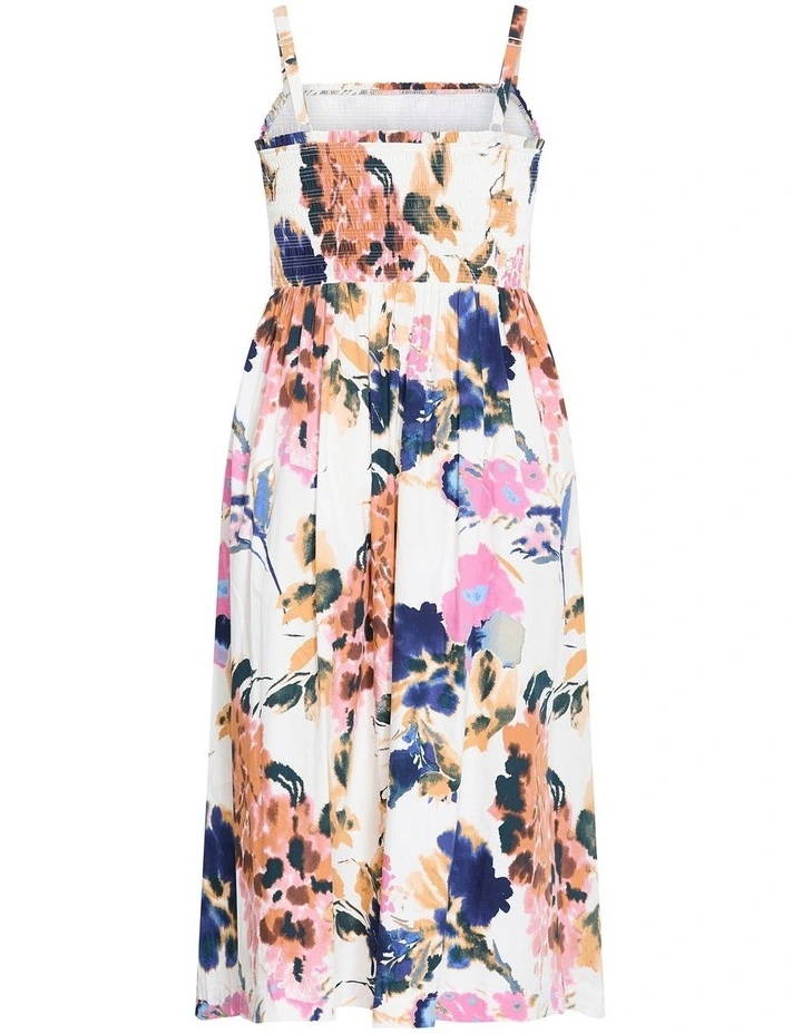 Jolie Floral Print Midi Dress in Cream image 4