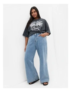 Oversized Wash Tee in Black Marle