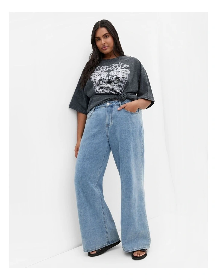 Oversized Wash Tee in Black Marle image 1