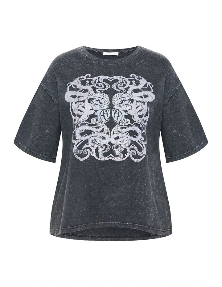 Oversized Wash Tee in Black Marle image 3