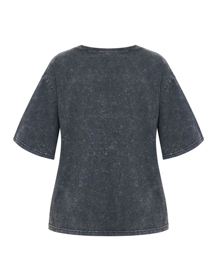 Oversized Wash Tee in Black Marle image 4