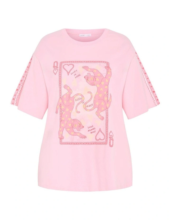 Queen Of Hearts Oversized Tee in Pink image 3