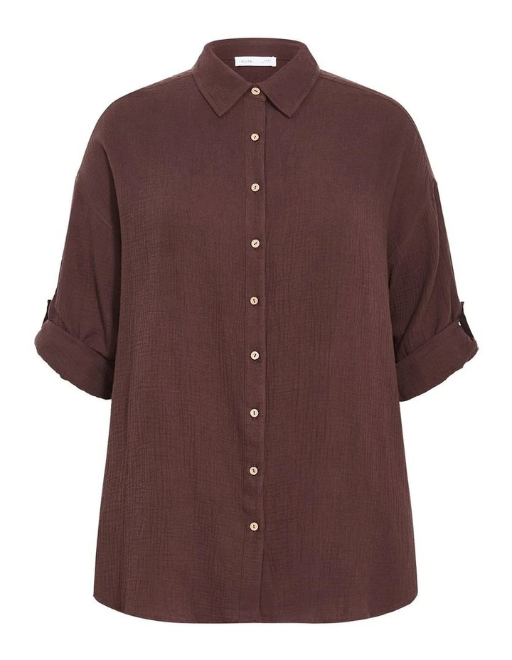 Poolside Cover Up Shirt in Chocolate image 2