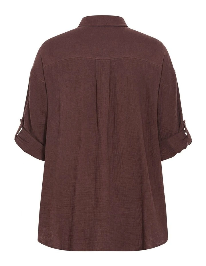 Poolside Cover Up Shirt in Chocolate image 3