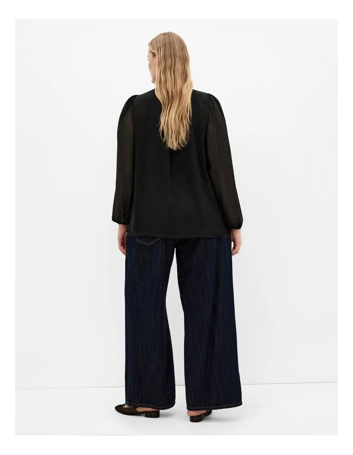 Kelly Sheer Sleeve Top in Black image 2