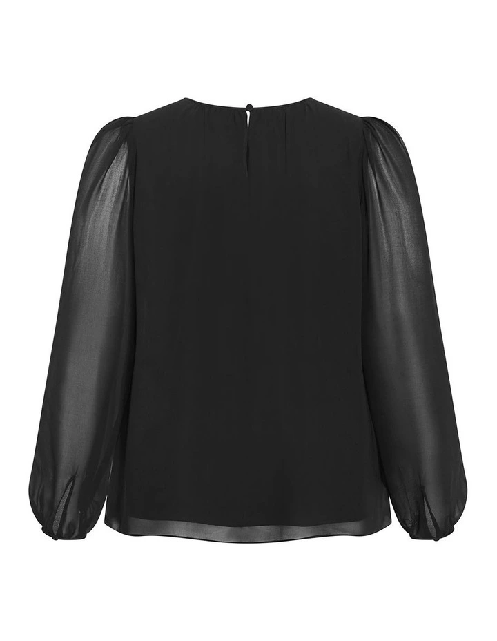 Kelly Sheer Sleeve Top in Black image 4