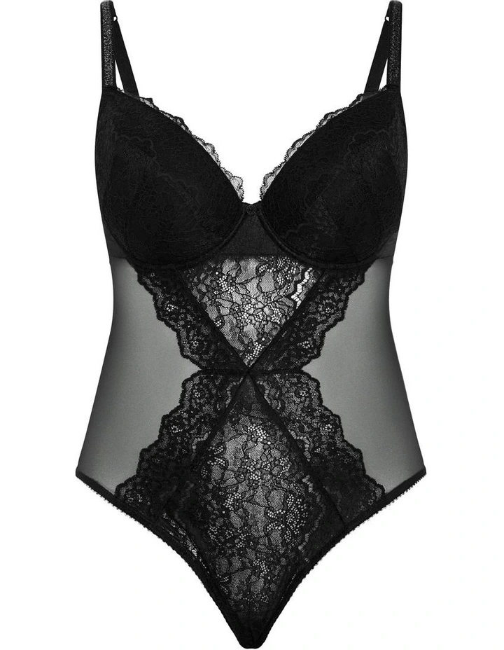 Demi Contour Underwire Bodysuit in Black image 1