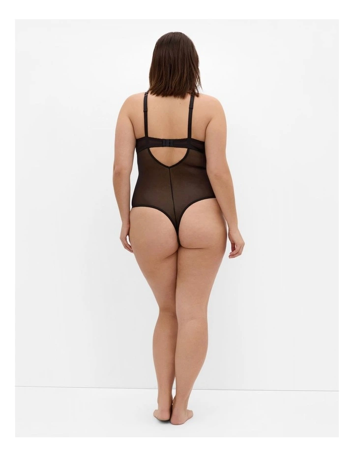 Plus Size Demi Contour Underwire Bodysuit in black image 2