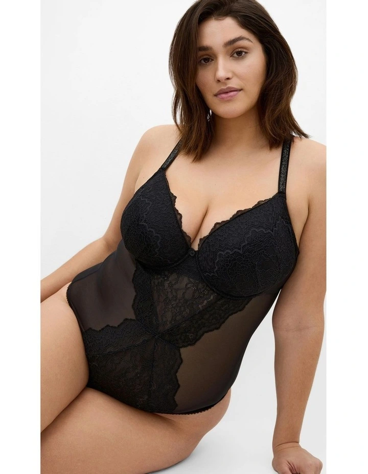 Demi Contour Underwire Bodysuit in Black image 3