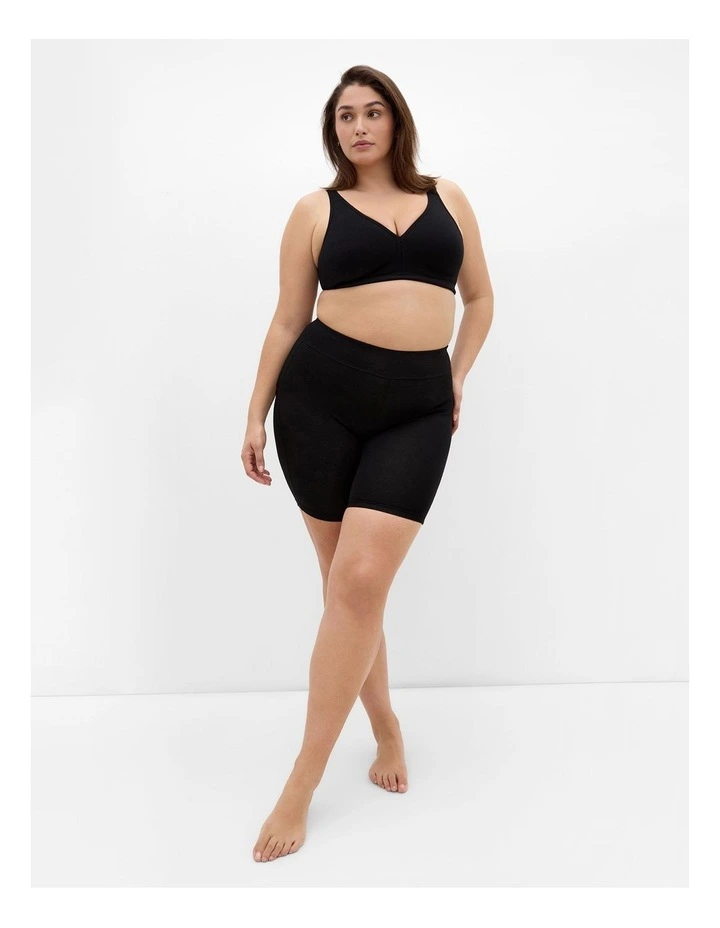 Luxe Cotton Wireless Bra in Black image 1