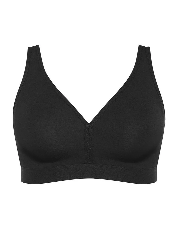 Luxe Cotton Wireless Bra in Black image 3