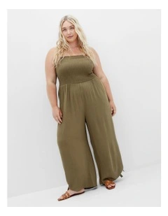 Smocked Jumpsuit in Masala