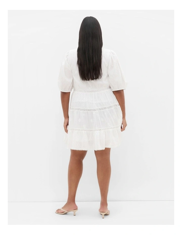 Felicia Crochet Trim Mini Dress in Ivory image 2