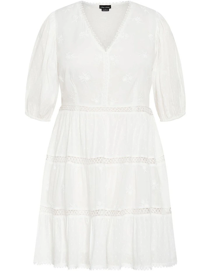 Felicia Crochet Trim Mini Dress in Ivory image 3