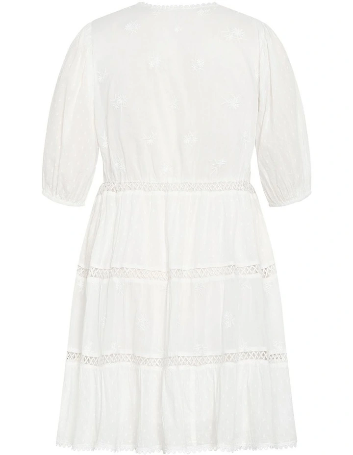 Felicia Crochet Trim Mini Dress in Ivory image 4