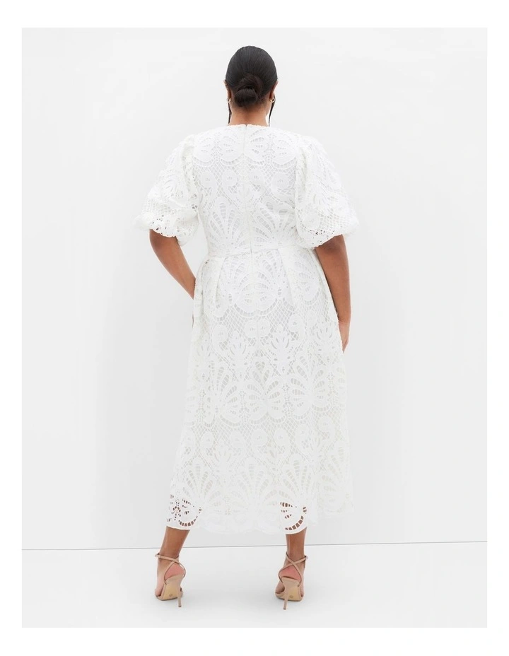 Kylee Embroidered Midi Dress in Ivory image 2