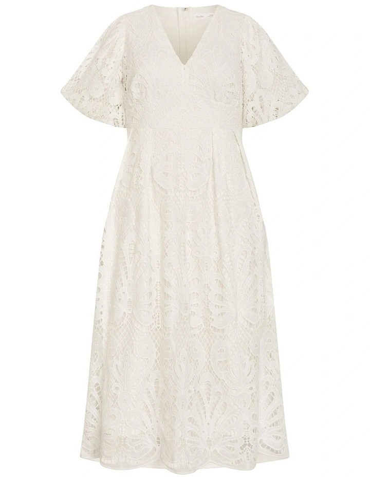 Kylee Embroidered Midi Dress in Ivory image 3