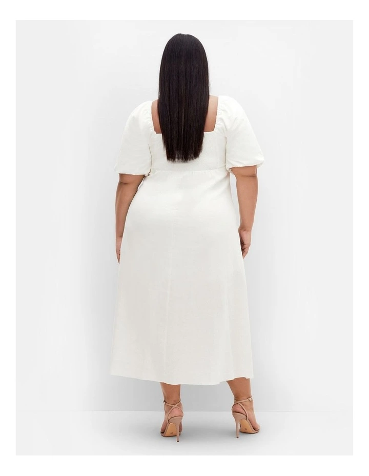 Lori Balloon Sleeve Midi Dress in Ivory image 2