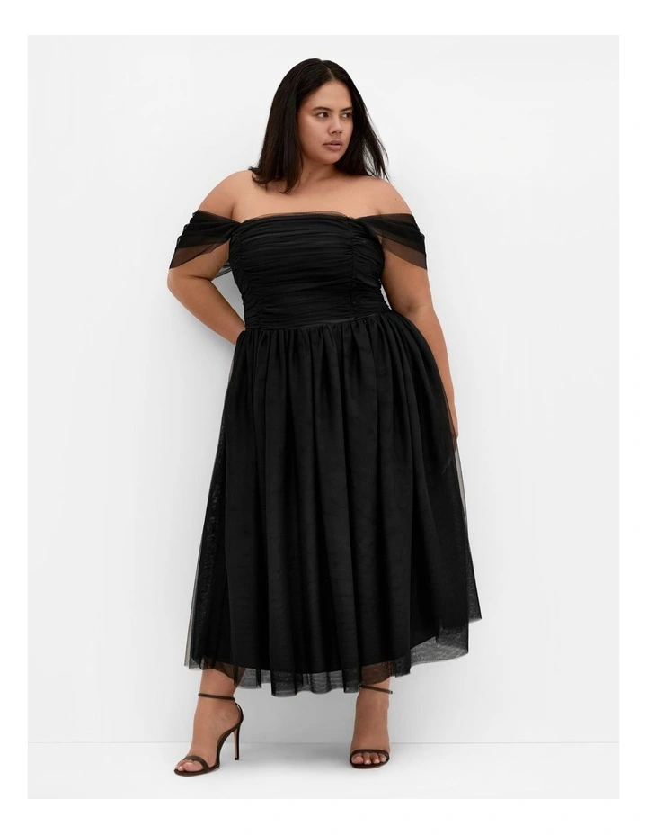 Lulu Tulle Midi Dress in Black image 1