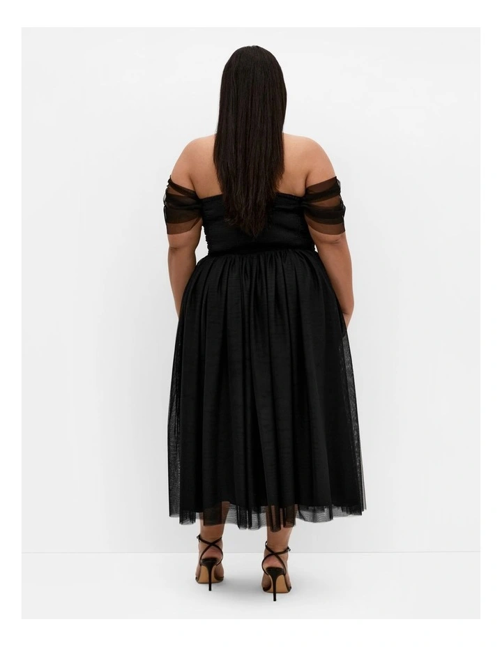 Lulu Tulle Midi Dress in Black image 2