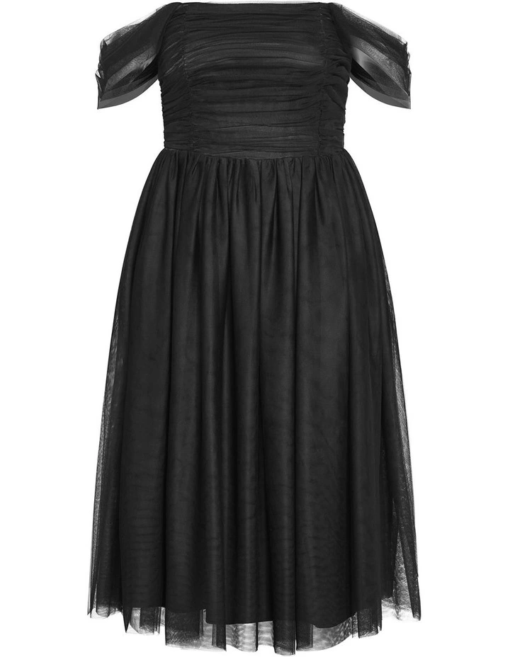 Lulu Tulle Midi Dress in Black image 3
