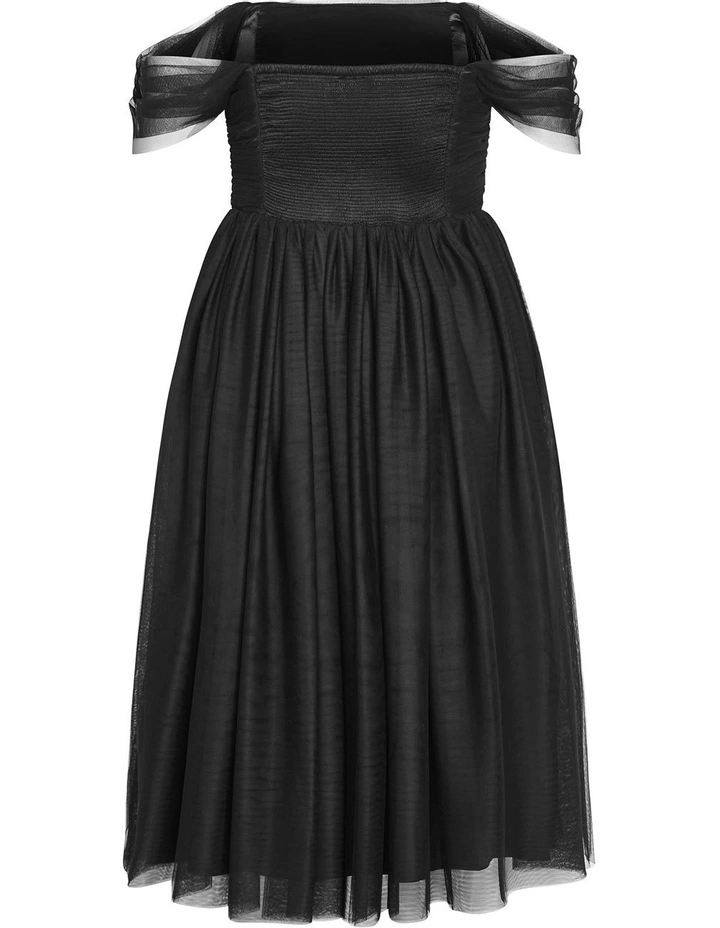 Lulu Tulle Midi Dress in Black image 4