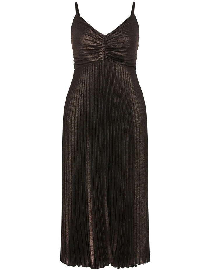 Ariana Sparkle Pleat Maxi Dress in Bronze image 6
