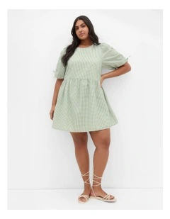 Gingham Mini Dress in Soft Sage