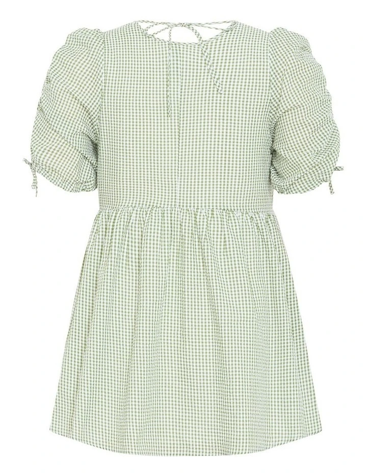 Gingham Mini Dress in Soft Sage image 4
