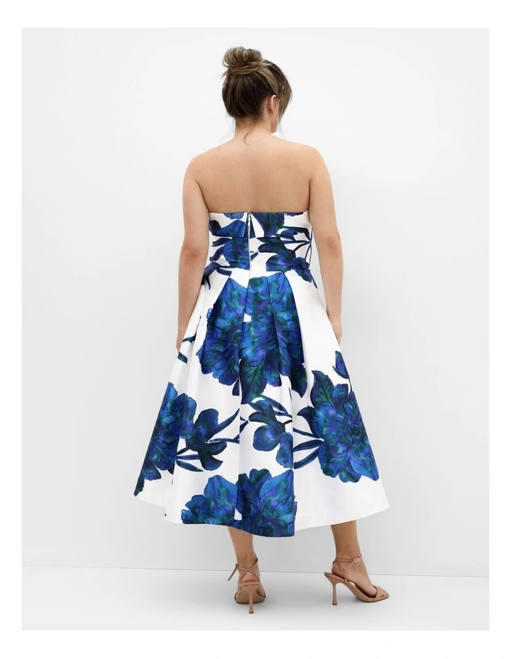 Tiffany Bloom Strapless Midi Dress in Off White image 2