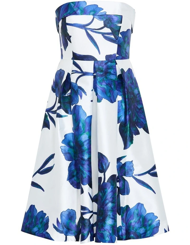 Tiffany Bloom Strapless Midi Dress in Off White image 3