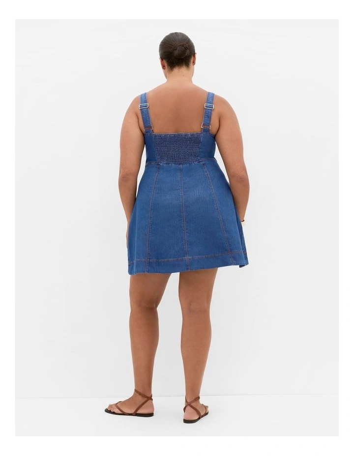 Denim Flare Mini Dress in Light Wash image 2